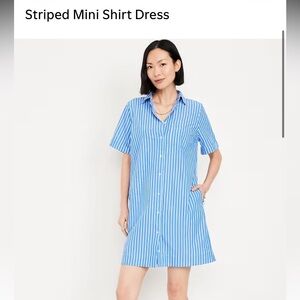Old navy Blue and White Striped Mini Shirt Dress